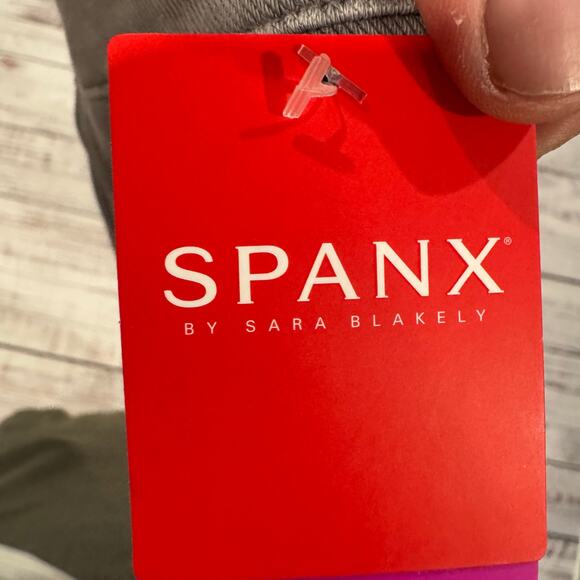 SPANX Jean-ish Cropped Leggings Slate Gray Shaping Pull On Pockets Size L NWT - Picture 9 of 11